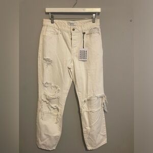 Pistola‎ white distressed straight leg jeans